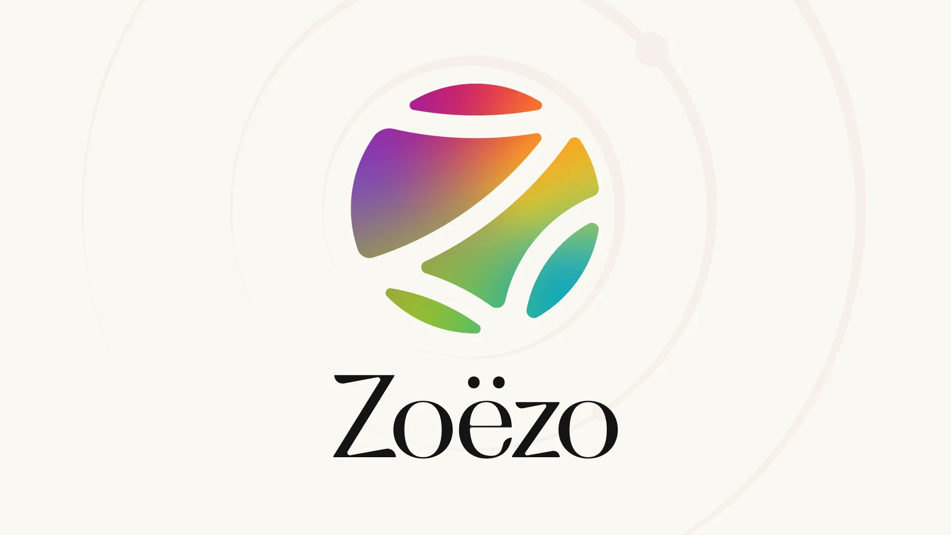 Logo voor Zoëzo voor jou bestaande uit een icoon met 5 gekleurde vlakken en het woord Zoëzo onder het icoon